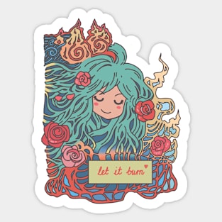 Let It Burn Romantic Anime Girl Pastel Colours Sticker